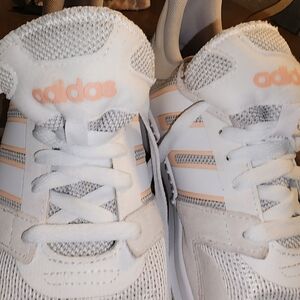 Adidas White and Peach Sneakers